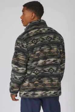 Ayacucho Mens Chalten Printed Snap Button Half Zip Fleece