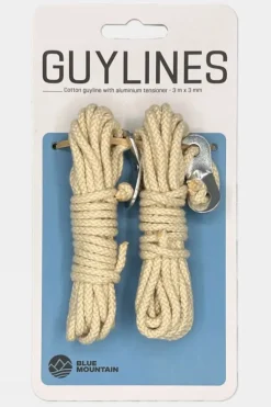 Blue Mountain Cotton Guylines With Aluminium Tensioner - 3mm x 3m (Set of 2)
