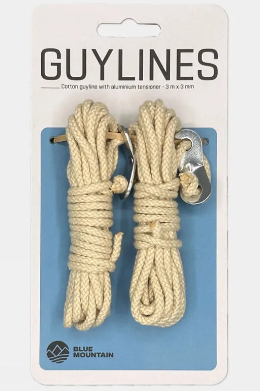 Blue Mountain Cotton Guylines With Aluminium Tensioner - 3mm x 3m (Set of 2)
