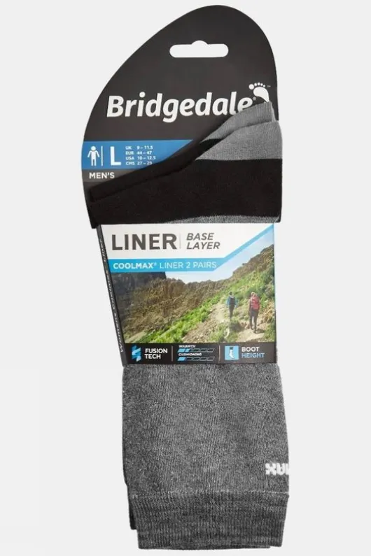 Bridgedale Mens Baselayer Coolmax Liner Socks (Twin Pack)