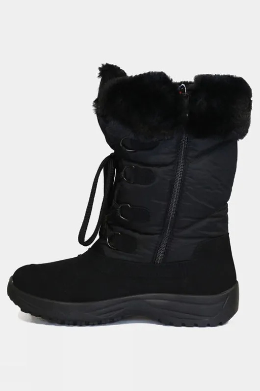 Calzat Womens Fur Trim Traction Snow Boots