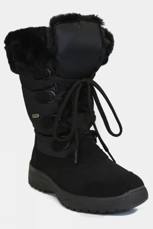 Calzat Womens Fur Trim Traction Snow Boots