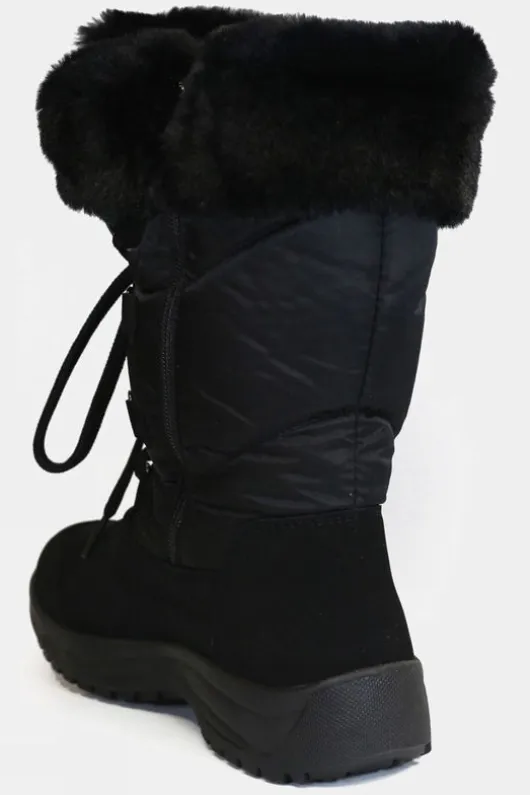 Calzat Womens Fur Trim Traction Snow Boots