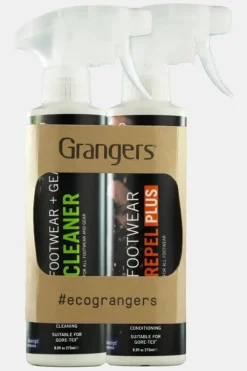 Grangers Footwear+ Gear Cleaner and Footwear Repel Plus Eco Twin Pack