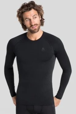 Odlo Mens Performance Warm Eco Long Sleeve Base Layer Top