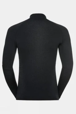 Odlo Mens Performance Warm Eco Long Sleeve Zip Neck Base Layer Top