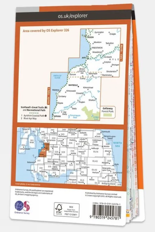 Ordnance Survey Active Explorer Map 326 Ayr and Troon