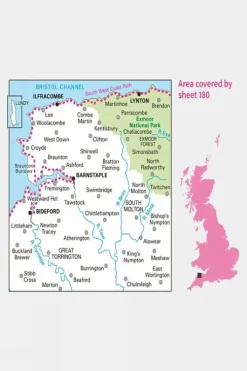 Ordnance Survey Active Landranger Map 180 Barnstaple and Ilfracombe