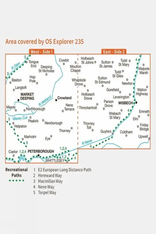 Ordnance Survey Explorer Map 235 Wisbech and Peterborough North