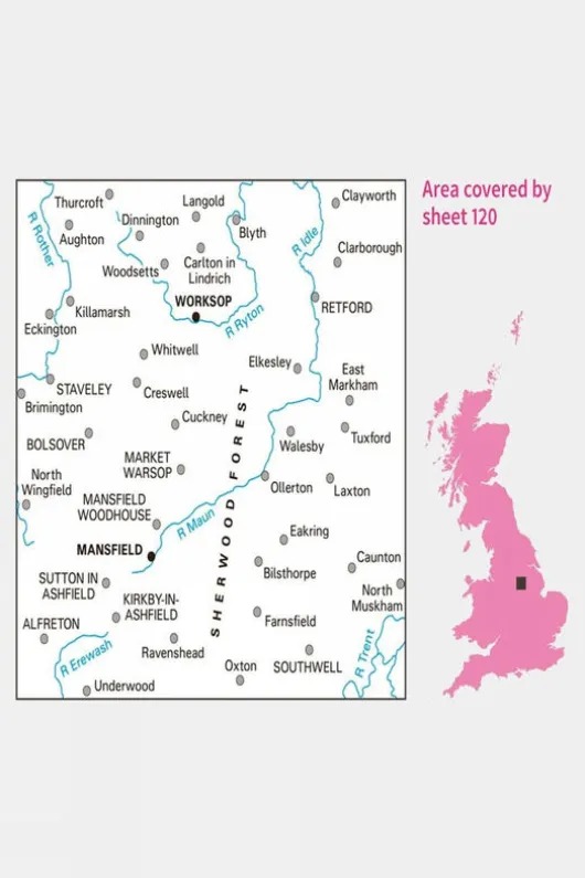 Ordnance Survey Landranger Map 120 Mansfield and Worksop