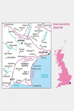 Ordnance Survey Landranger Map 189 Ashford and Romney Marsh
