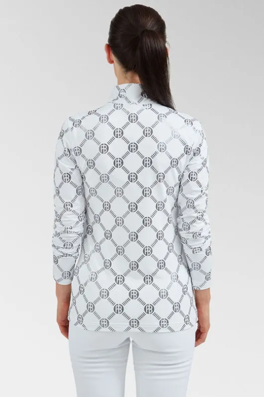 Poivre Blanc Womens Rebecca Monogram Half Zip Base Layer Top