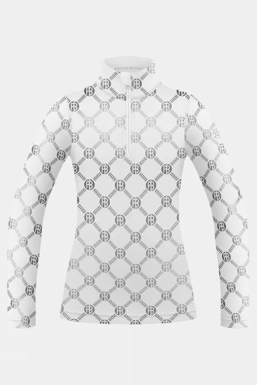 Poivre Blanc Womens Rebecca Monogram Half Zip Base Layer Top