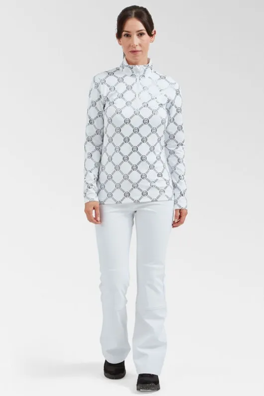 Poivre Blanc Womens Rebecca Monogram Half Zip Base Layer Top