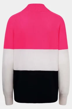 Snow Finel Womens Merino Three Colourblock Half Zip Fleece Top