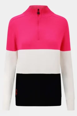 Snow Finel Womens Merino Three Colourblock Half Zip Fleece Top